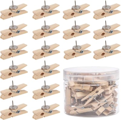 50 stuks punaises met houten clips - Voor memo's en foto's - Voor kurkbordkunstwerken voor prikborden knutselprojecten fotobenodigdheden