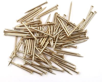 Vt products - Stalen pennen - 100 stuks - Geslagen punt - 1,5 x 25 mm - Messing - Lenskop - Perfect voor bevestigen en decoreren