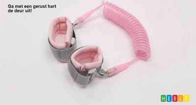 *** Polstuigje - Kindertuigje - Looplijn - Tuigje voor kinderen - Roze Veilig Onderweg - Looplijn - Safety Wristband - van Heble®***