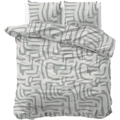 Sleeptime Dekbedovertrek Danis Groen Grijs - Eenpersoons 140 x 200/220 cm + 1 kussensloop