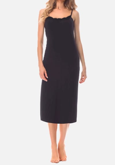 Gaubert kanten Onderjurk dames Extra lang - Spaghetti bandjes - Gladde onderjurk verstelbare bandjes - Zwart - Wit - Beige - S