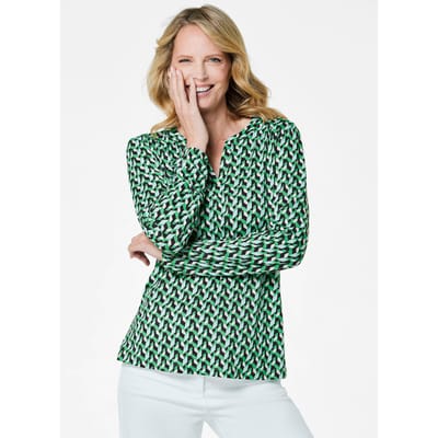 Blouseshirt in vrouwelijk model - groen / gedess. - Gr. 42 van Goldner Fashion