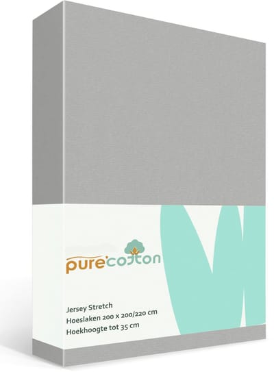 Hoeslaken 200x200 - Katoen jersey - Hoekhoogte 35cm - Elastiek rondom - Grijs