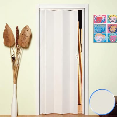 Opvouwbare PVC deur - Accordeon deur - Ruimteverdeling - Eenvoudige montage - 83 x 214 cm - As wit