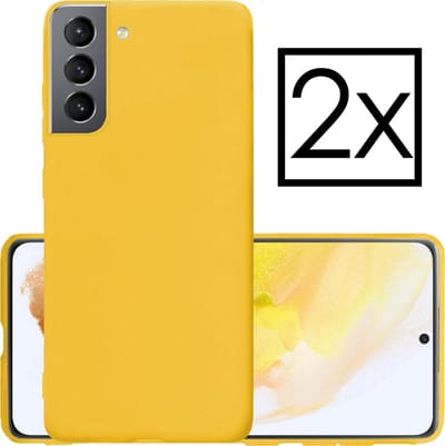 Hoesje - 2 Stuks - Geschikt voor Samsung Galaxy S21 Plus - Sterk & Shockproof - Case Siliconen - Back Cover - Telefoon Hoes - Geel