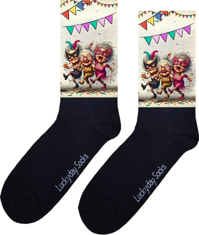 Carnavals sokken - Vastelaovend sokken - Verjaardag cadeau - Grappige sokken - Leuke sokken - Hem Haar sokken - Vrolijke sokken - Valentijn Cadeau - Vaderdag - Moederdag - Verjaardag cadeau - Oma's - Leuk Cadeau - Sokken maken Happy - Maat 37-44