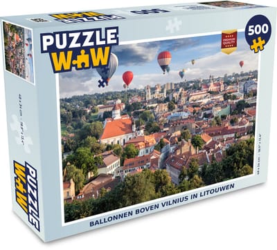 Puzzel Ballonnen boven Vilnius in Litouwen - Legpuzzel - Puzzel 500 stukjes