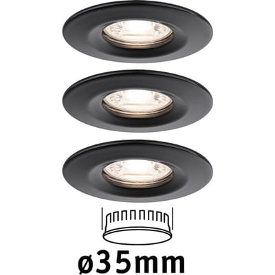 LED-inbouwlamp Nova Mini Coin Basisset star IP44 rond 66 mm Coin 3x4W 3x310lm 230V 2700K Zwart mat