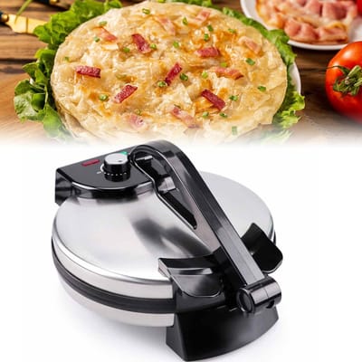 Pannenkoekenmaker Elektrisch - Wraps Tortilla - Snelle Maaltijden - Dubbelzijdig Verwarmen - 30 cm Diameter - Zwart Zilver