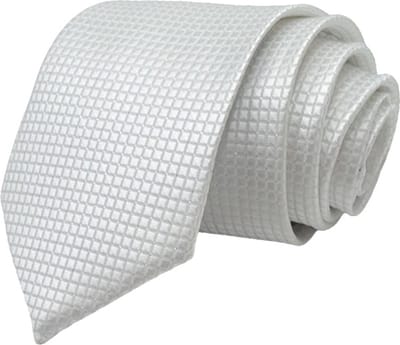 Fako Fashion - Stropdas - Ruit - Satijn - 8cm - 145cm - Wit