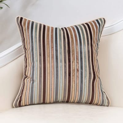Gestreepte Fluwelen Kussenhoes 50 x 50 cm - Moderne Boheemse Kussensloop voor Bank en Slaapkamer - Perfect voor Kerstdecoratie