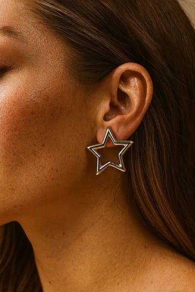 Lundholm Oorknopjes Dames Ster Groot – Premium Stainless Steel Jewellery – Zilver kleurige Ster Oorstekers Groot (4 × 4 cm) – Oorbellen Groot Statement & Feestelijk My – Waterproof & Hypoallergeen – Inclusief Luxe Geschenkverpakking