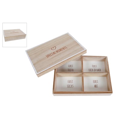 Baby geschenk- Special Moments - naturel/wit - doos van hout - baby momenten - baby cadeau