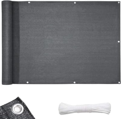 FLOORDIREKT HDPE Balkonscherm - Privacyscherm - Balkondoek - Zichtdoek - Grijs - 90 x 500 cm