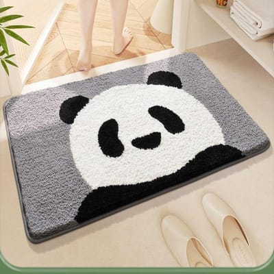 Cartoon Panda Badkamer Vloermat Sterk Absorberend Badkamer Deur Sneldrogende Voetmat Toilet Ingangsdeur Imitatie Kasjmier Antislip Mat 50 * 80cm