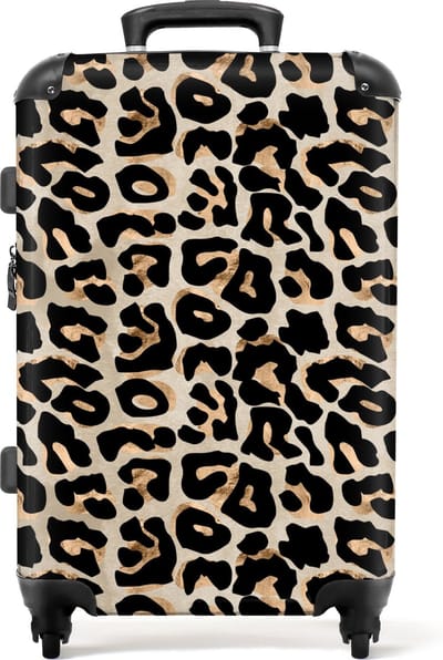NoBoringSuitcases.com - Grote koffer dames - Reiskoffer panterprint met 4 wielen - Trolley op wieltjes 72 liter - Rolkoffer groot vrouwen - Ruimbagage valies 20kg - Valiezen voor volwassenen - Reisbagage & reisaccessoires - Bagagetrolley middelmaat