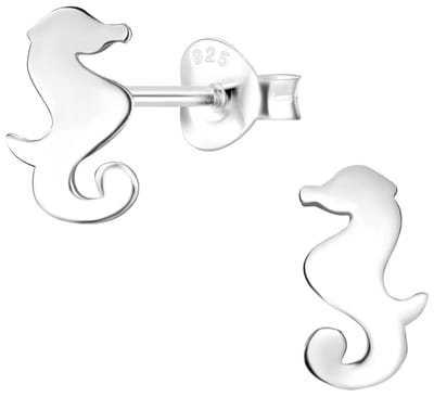 Joy|S - Zilveren zeepaardje oorbellen - 6 x 9 mm - egaal