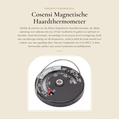 Dailygoods- Haardthermometer Magnetisch - Fornuisthermometer - Kachelthermometer - Oventemperatuurmeter - Aluminiumlegering - Schaalbereik 0-500℃