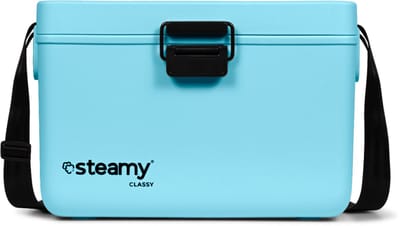 Steamy Classy 12 - Kleine Koelbox incl. divider/ snijplank met Schouderband - 12 Liter - Sky Blue