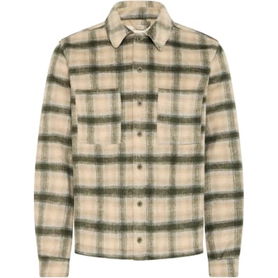 Blend Overshirt Ruit Groen Beige Zacht - Maat L