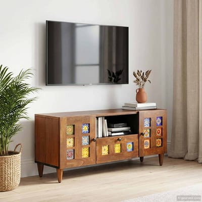 vidaXL - TV - Kast - Walnotenhout - 105 - x - 33 - x - 46 - cm - Massief - Mango - Hout