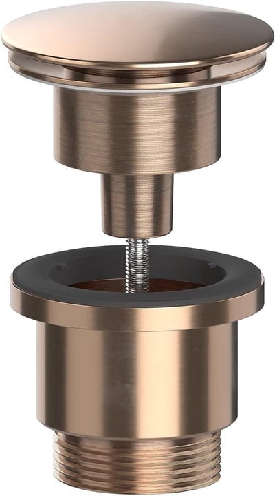 Wastafel Afvoerplug - Afvoerstop Badkamer - Wastafel Afvoer Dichten - Click Clack Bediening - 1 1/4 inch 60mm - Geborsteld Koper