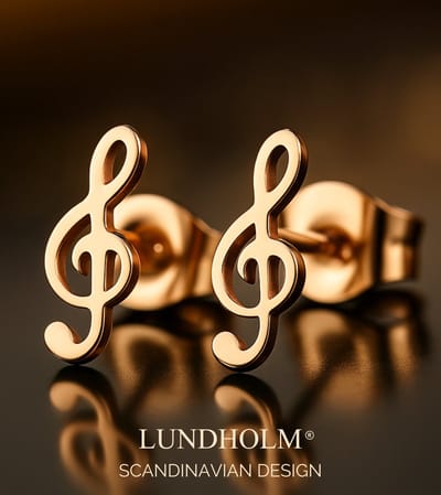 Lundholm Oorknopjes Dames Rose goud kleurig Muzieknoot - Premium Stainless Steel - Oorbelletjes Muziek, Muzieknootjes - Cadeau voor muziekliefhebbers - Vrouwen Cadeautjes - Luxe Geschenkverpakking
