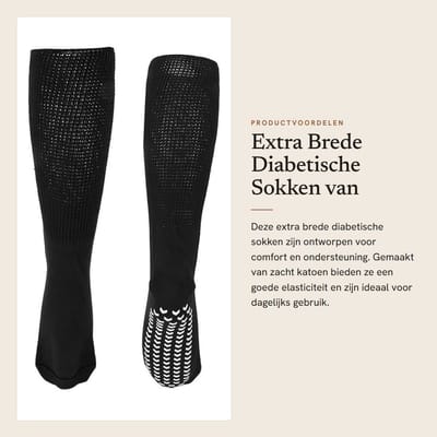 Dailygoods- Diabetessokken Extra Breed - Katoen - Antislip Onderkant - Goede Elasticiteit - Zacht - Comfort voor Gezette Voeten - Gezondheidssokken
