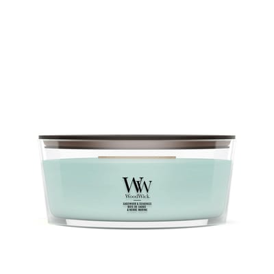 WoodWick Heartwick Flame Ellipse Geurkaars - Sagewood & Seagrass - 50 branduren