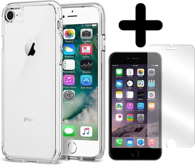 Hoesje - Met Screenprotector - Geschikt voor Apple iPhone SE (2020) - Sterk & Shockproof - Telefoon Hoes - Back Cover - Siliconen Case - Telefoonhoes - Transparant