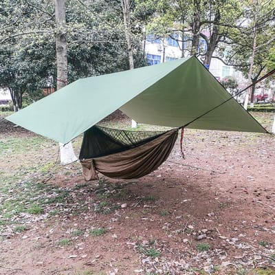 Klamboe hangmat luifelset, anti-muggen hangmat, waterdichte zonnescherm campinghangmat met klamboe black