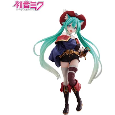 Anime Hatsune Miku Figuur Sprookjes Wonderland Hatsune Miku Gelaarsde Kat Kawaii Actiefiguur Volwassen Verzameling Model Speelgoed Cadeau blue