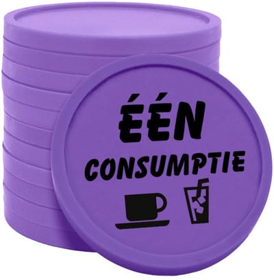 CombiCraft Consumptiemunten één consumptie Ø29mm paars - enkelzijdig bedrukt - 100 stuks