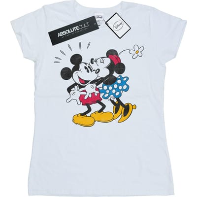 Disney Dames/Dames Mickey en Minnie Kus Katoenen T-Shirt (Wit)
