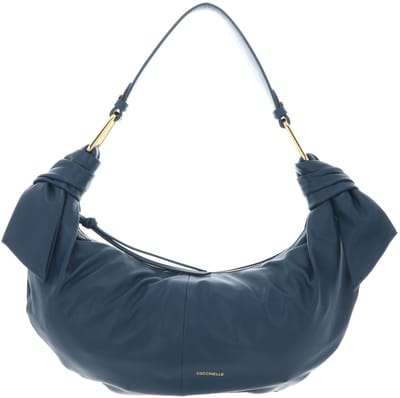 COCCINELLE Leren handtas schoudertas Furoshiki Handbag puffy Smooth Leather Deep Blue blauw
