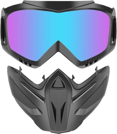 Veiligheidsbril Gezichtsbescherming - Motorbril Skihelm - Outdoor Activiteiten - Ademend Sponsontwerp - Verstelbare Band - Zwart