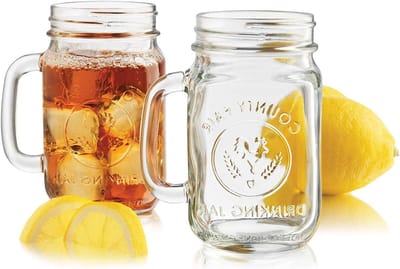 Virtubuy - Mason Jar Drinkglazen - 480 ml - Perfect voor cocktails en limonade - Set van 2 - Lichtgewicht - Voor tuinfeesten en barbecues