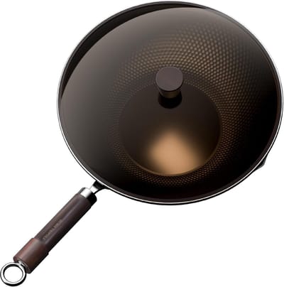 Wokpan Carbon Staal - Roerbakpan Japanse Stijl - Snel Koken - Voorgekruid Platte Bodem