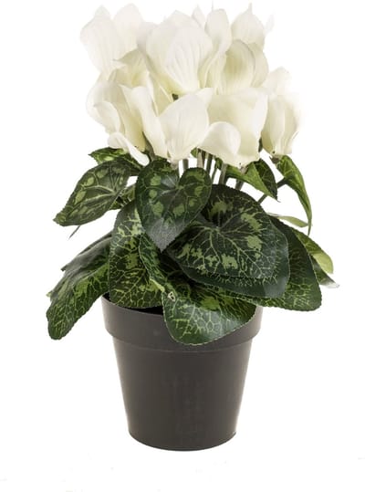 Emerald - Kunstplant Cyclamen 25cm crème in pot - Kunstplant voor binnen