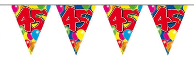 Leeftijd vlaggenlijn 45 jaar verjaardag - 3x - 10 meter - plastic - feestartikelen/versiering
