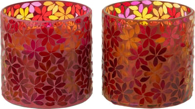 J-Line geurkaars Bloemen Mozaiek - Tender Rose - medium - 2 stuks - 55U