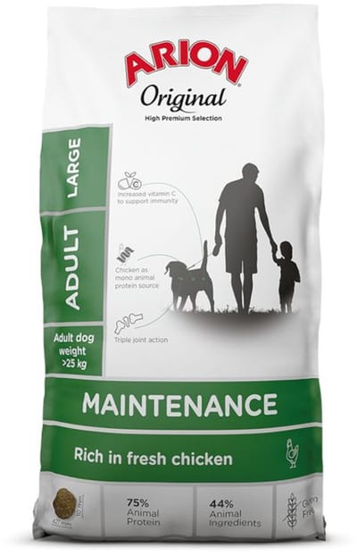 Arion Original Maintenance Large Breed Kip 12kg met rocco sticks
