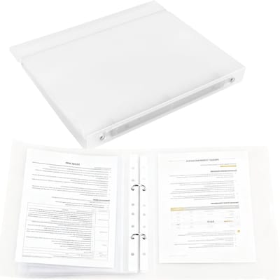 Set van 2 A4 Mappen met 200 Perforatiezakken, 32.5 x 26.5 x 3.5 cm, Presentatiemap voor Kantoordocumenten, Certificaten en Onkostenbonnen