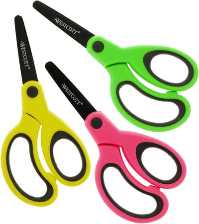 Westcott Schaar- Kids 13 cm softgrip - ronde punt neon- assorti doos 6 stuks - AC-E21562