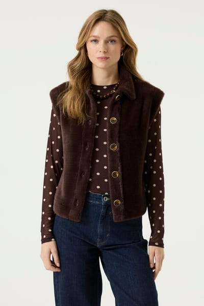 Garcia T260293 Gebreid Vest Bruin XS Vrouw