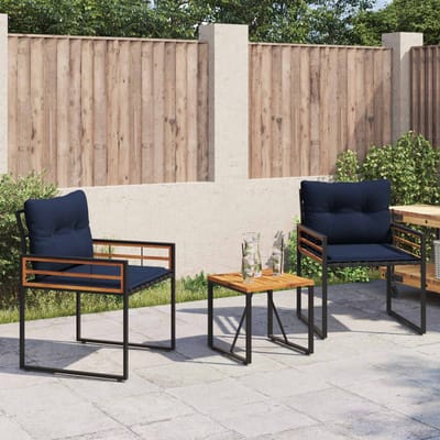 vidaXL Buitenmeubels set met kussen 3 pcs Marineblauw