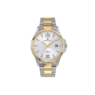 Certus-model 616391-heren-horloge-datum-Bicolor-goud/zilverkleurig-10 bar waterdicht-diameter 40 mm-gemaakt in Frankrijk