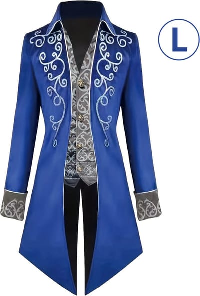 Bovista Halloween Kostuum - Halloween Outfit - Volwassenen - Piraat - Jas - Steampunk - Blauw - Maat L - Costume - Carnaval
