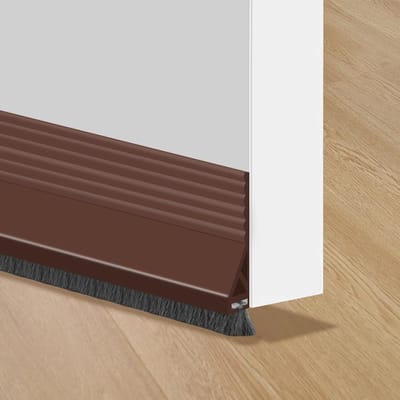 Zelfklevende Deurrubber met Borstel, Bruin, 100 cm x 4.5 cm, Ideaal voor Geluid- en Luchtisolatie, Eenvoudig op maat te knippen, Perfect voor Binnen- en Buitendeuren