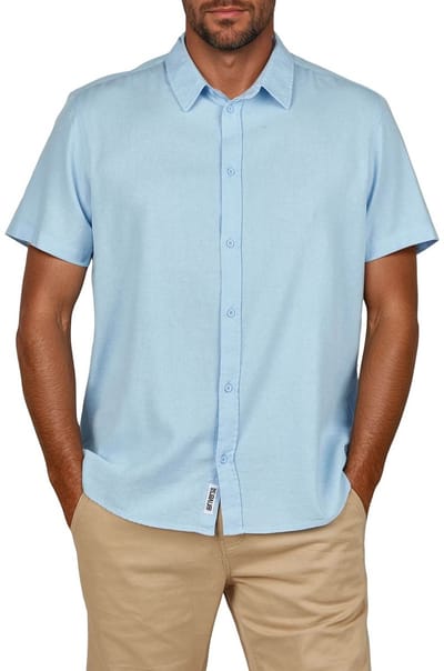 riverso Heren Overhemd RIVEmilio regular fit Blauw S Volwassenen Linnen overhemd